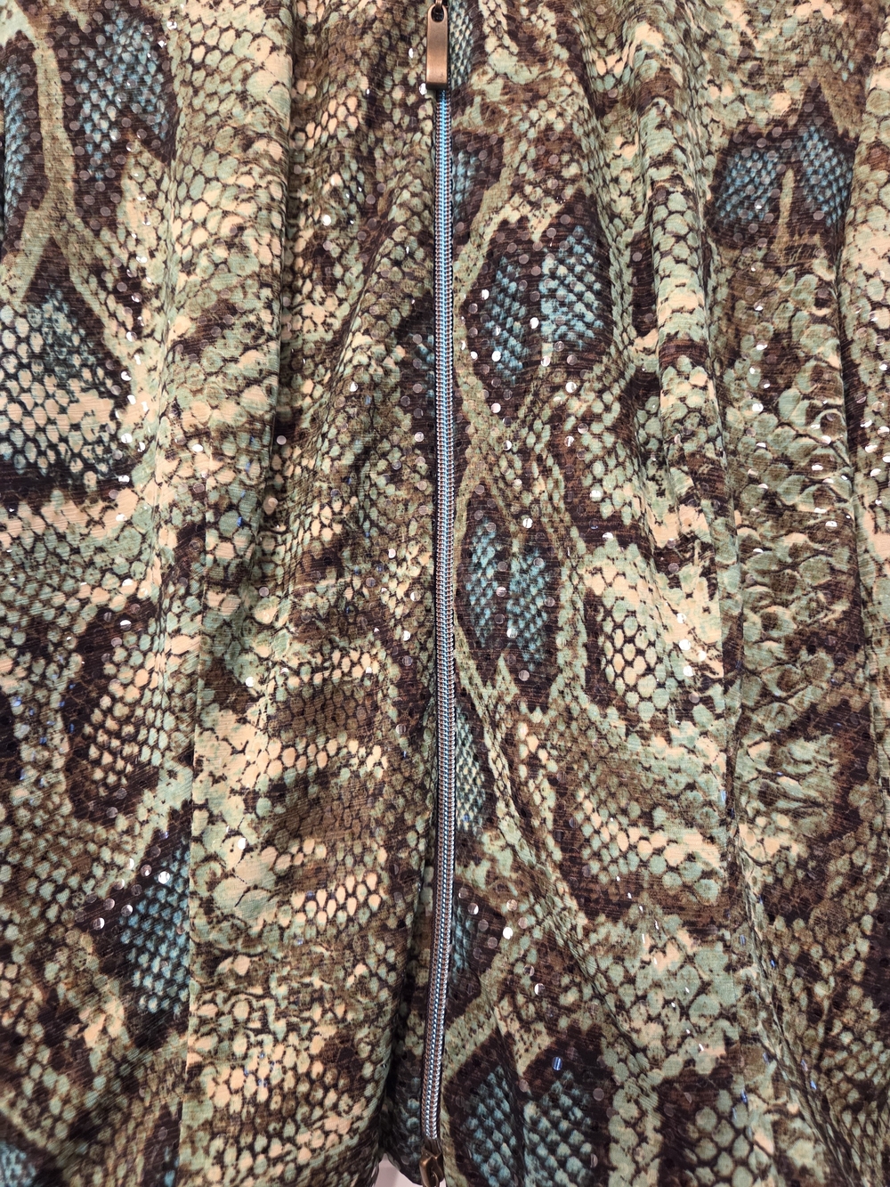 Joseph Ribkoff Green Snake-Print Sequin Jacket - Picture 4 of 6